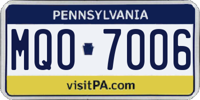 PA license plate MQO7006