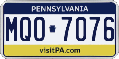 PA license plate MQO7076