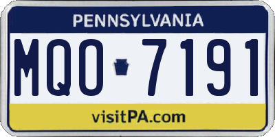 PA license plate MQO7191