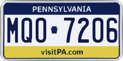 PA license plate MQO7206