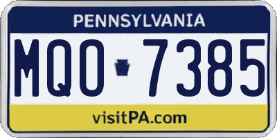 PA license plate MQO7385