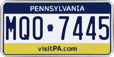 PA license plate MQO7445