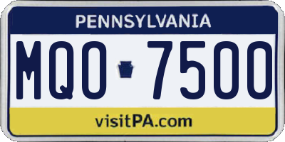 PA license plate MQO7500