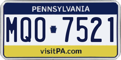 PA license plate MQO7521