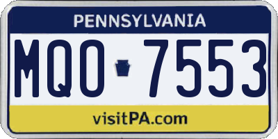 PA license plate MQO7553