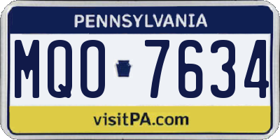 PA license plate MQO7634
