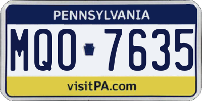 PA license plate MQO7635