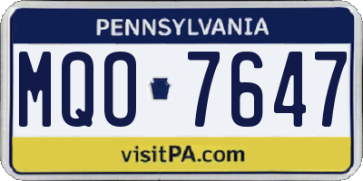 PA license plate MQO7647