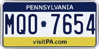 PA license plate MQO7654