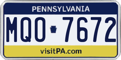 PA license plate MQO7672