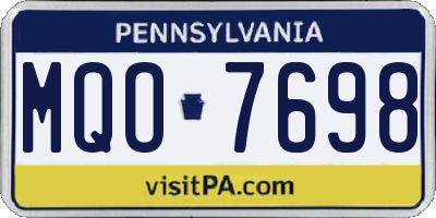 PA license plate MQO7698