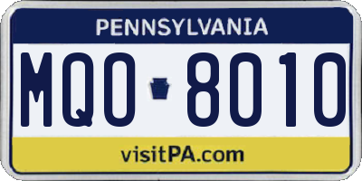 PA license plate MQO8010