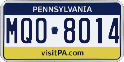 PA license plate MQO8014