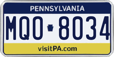 PA license plate MQO8034
