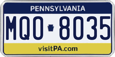 PA license plate MQO8035