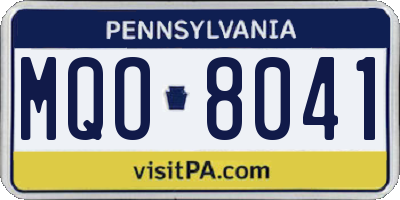 PA license plate MQO8041