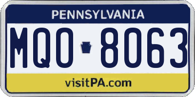 PA license plate MQO8063