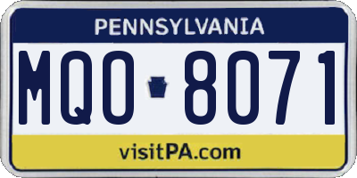 PA license plate MQO8071