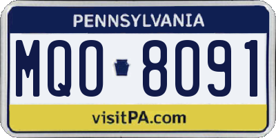 PA license plate MQO8091