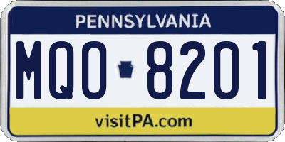 PA license plate MQO8201