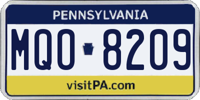 PA license plate MQO8209