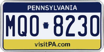 PA license plate MQO8230