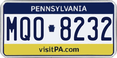 PA license plate MQO8232