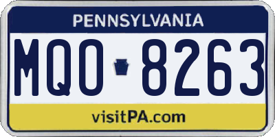 PA license plate MQO8263