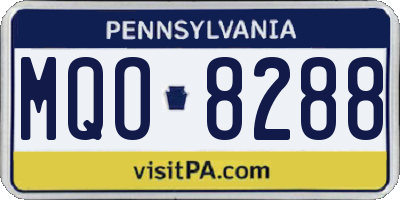 PA license plate MQO8288