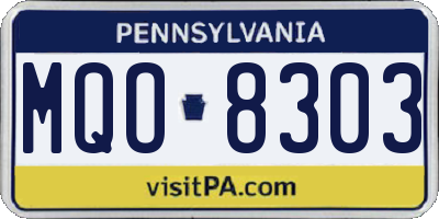 PA license plate MQO8303