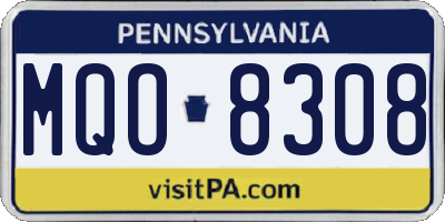 PA license plate MQO8308