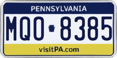 PA license plate MQO8385