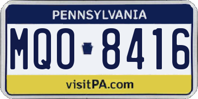 PA license plate MQO8416