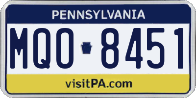 PA license plate MQO8451