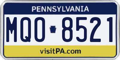 PA license plate MQO8521