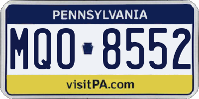 PA license plate MQO8552