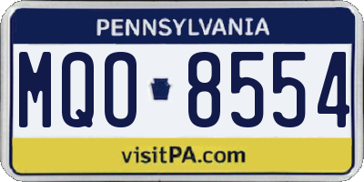 PA license plate MQO8554