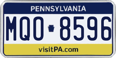 PA license plate MQO8596