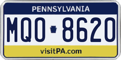 PA license plate MQO8620