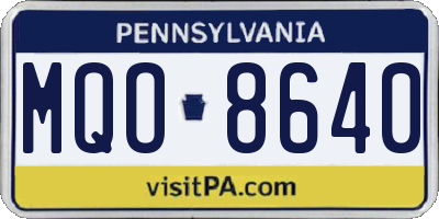 PA license plate MQO8640