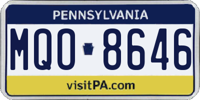 PA license plate MQO8646