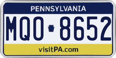 PA license plate MQO8652
