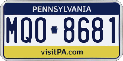 PA license plate MQO8681