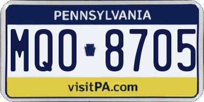 PA license plate MQO8705