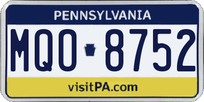 PA license plate MQO8752