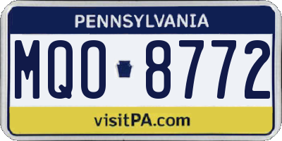 PA license plate MQO8772