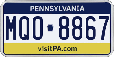 PA license plate MQO8867