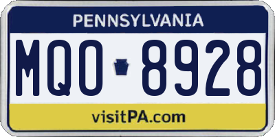 PA license plate MQO8928