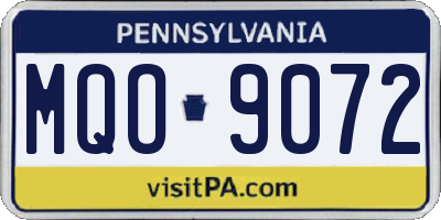 PA license plate MQO9072