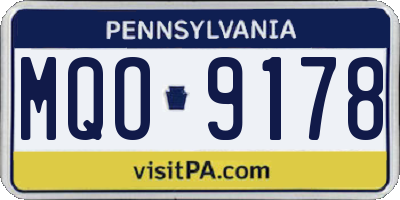PA license plate MQO9178